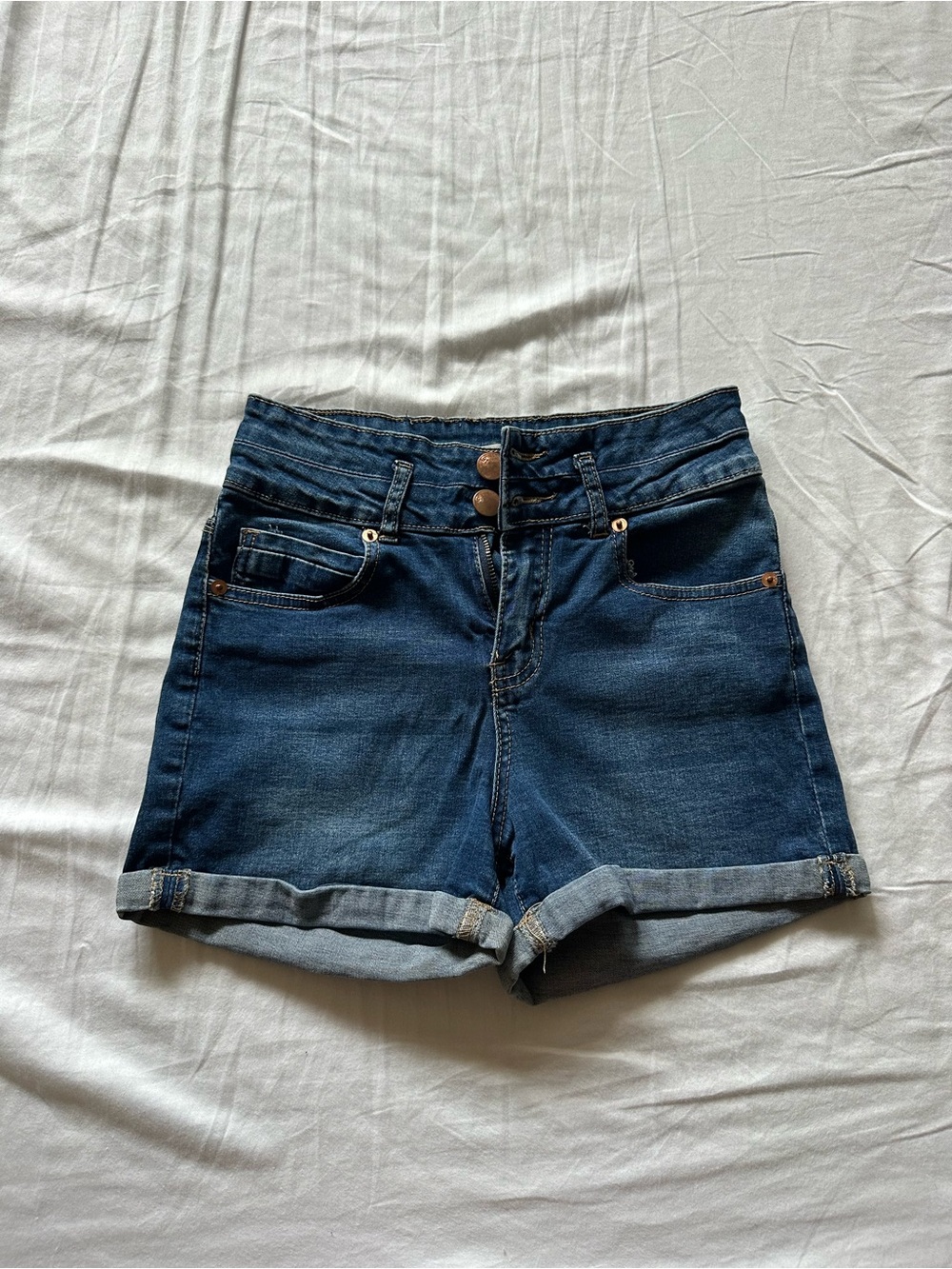 Cotton On Dark Blue Rolled Hem Denim Shorts